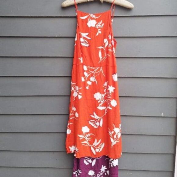 Ann Taylor Dresses & Skirts - Ann Taylor Orange/Purple Floral Layered Maxi Dress Size 0
